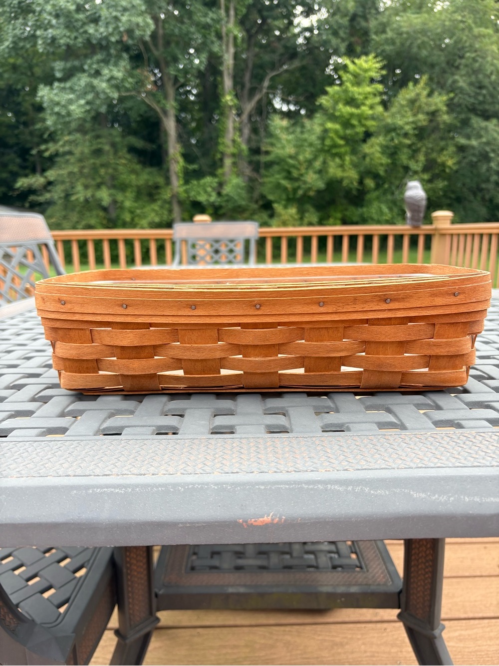 Longaberger Handwoven Rectangular Basket with plastic liner